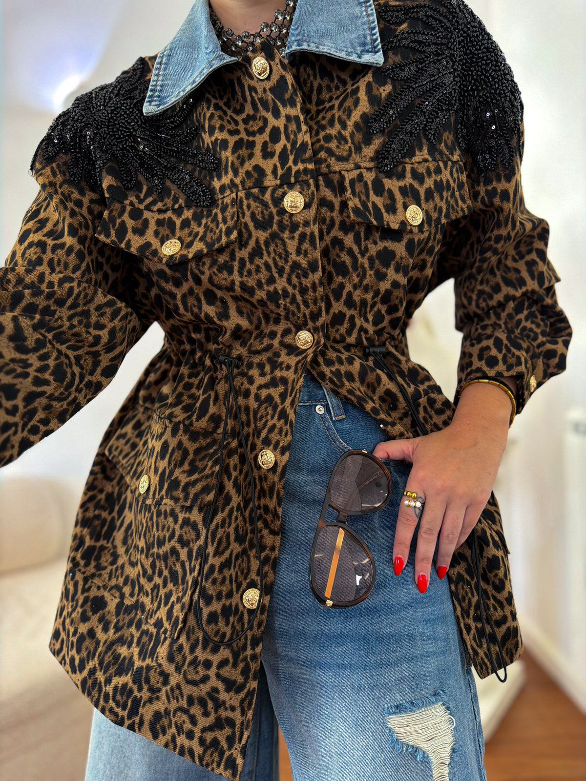 Gabardine de padrão animal