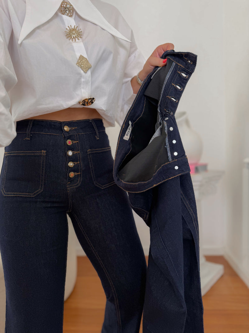 Jeans Sculpt de Cintura Subida com Cinta Compressora Incluída e Botões