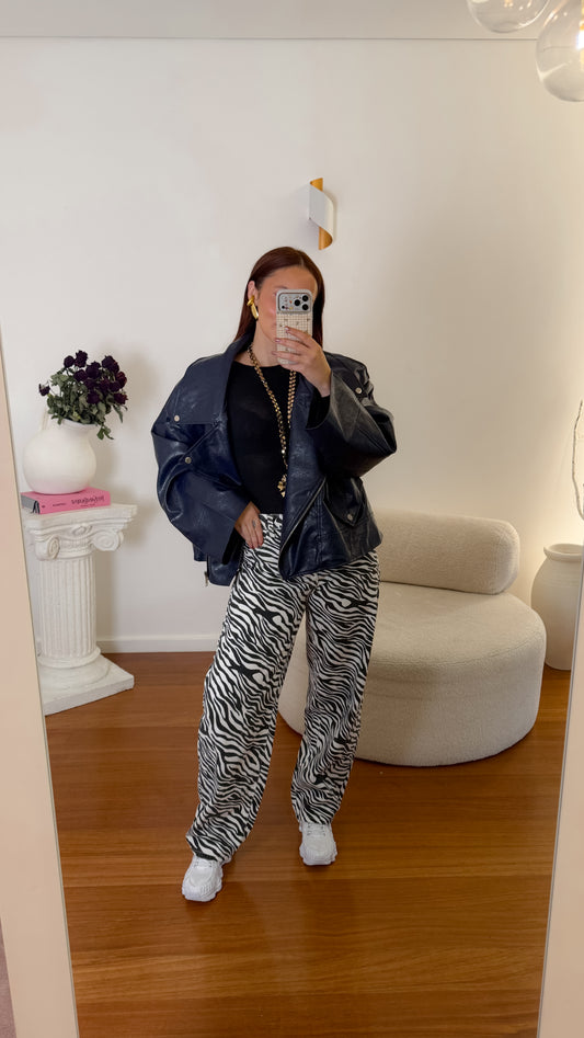 Pantalon balloon fit zébré