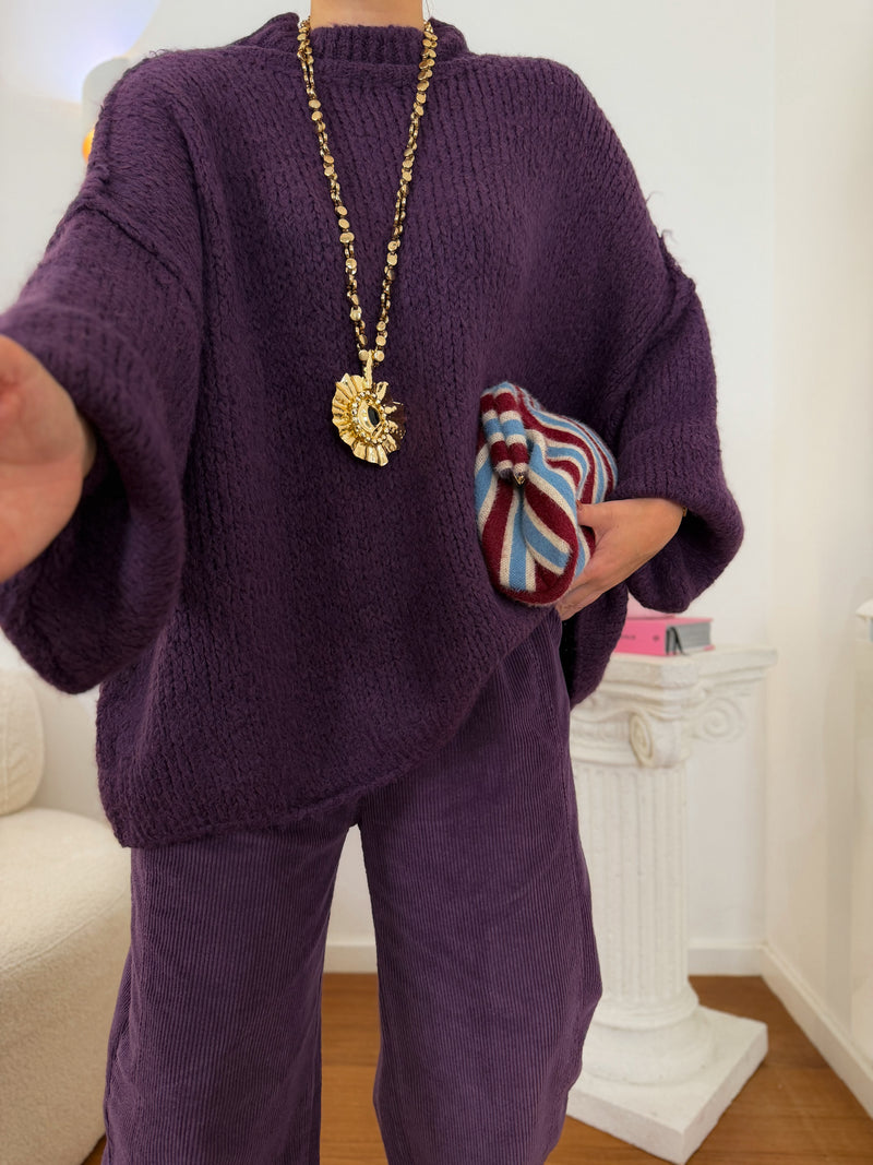 Camisola de malha com meia gola