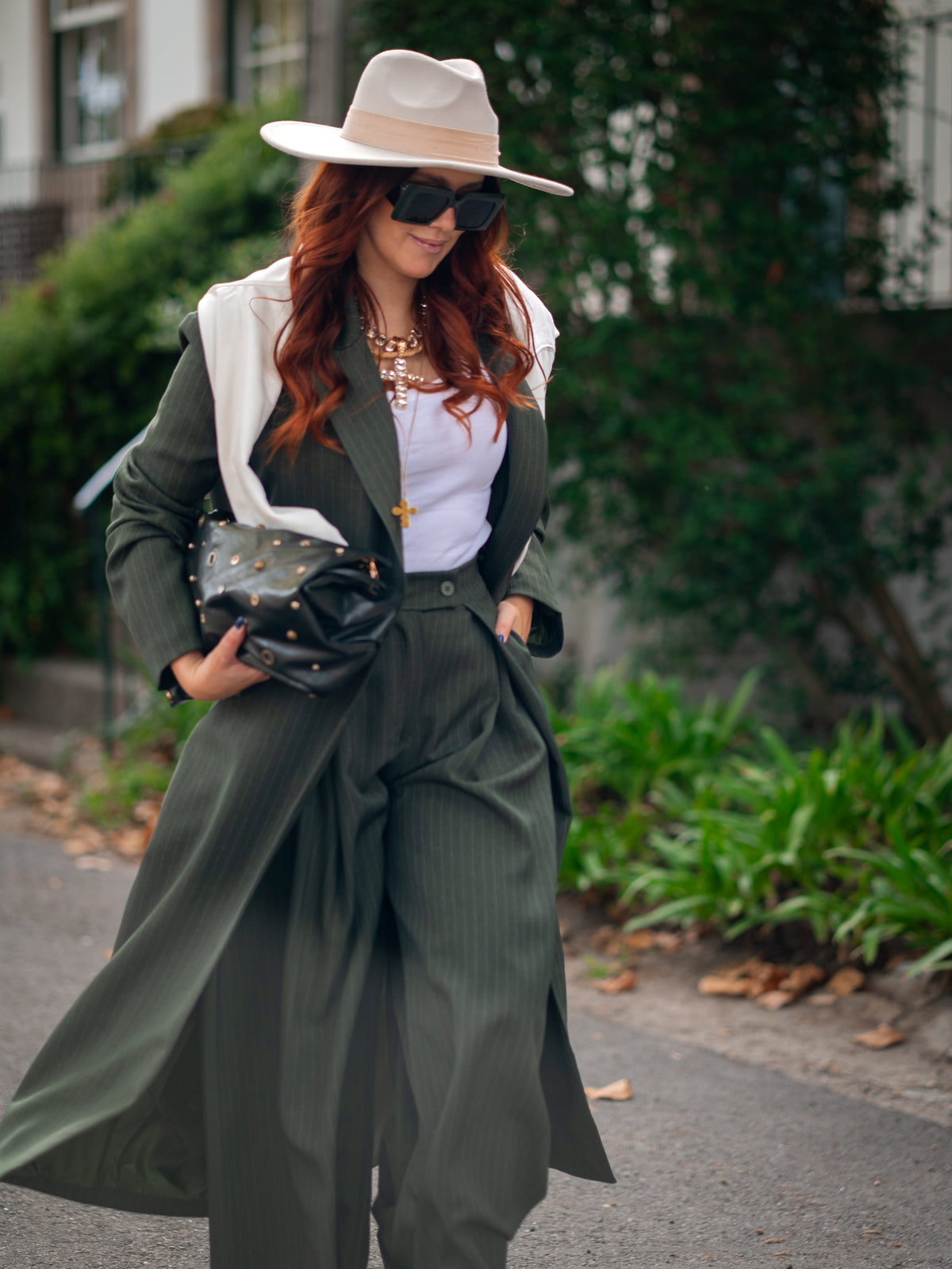Maxi blazer con raya diplomática