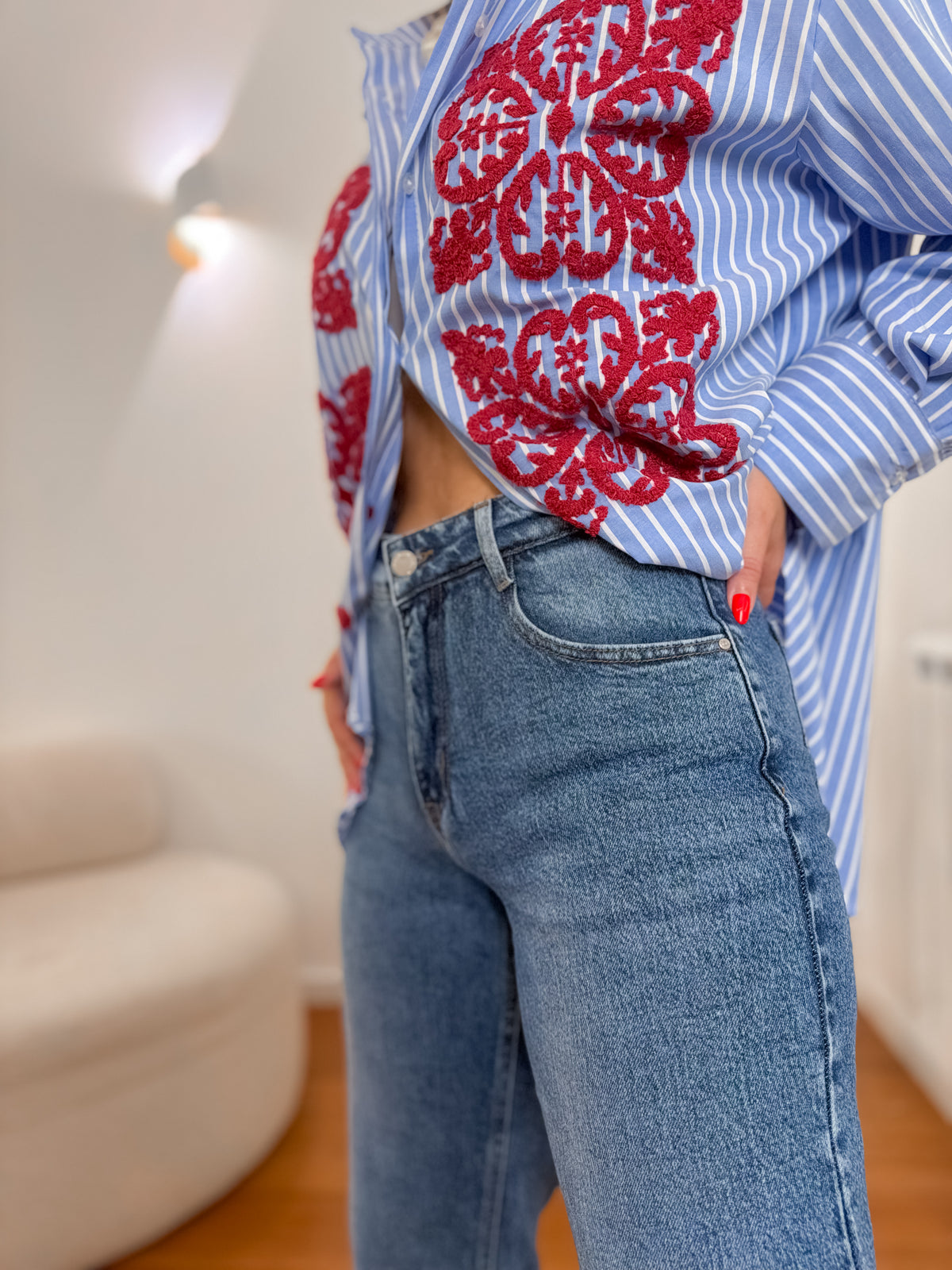 Jeans Sculpt de Cintura Subida com Cinta Compressora Incluída