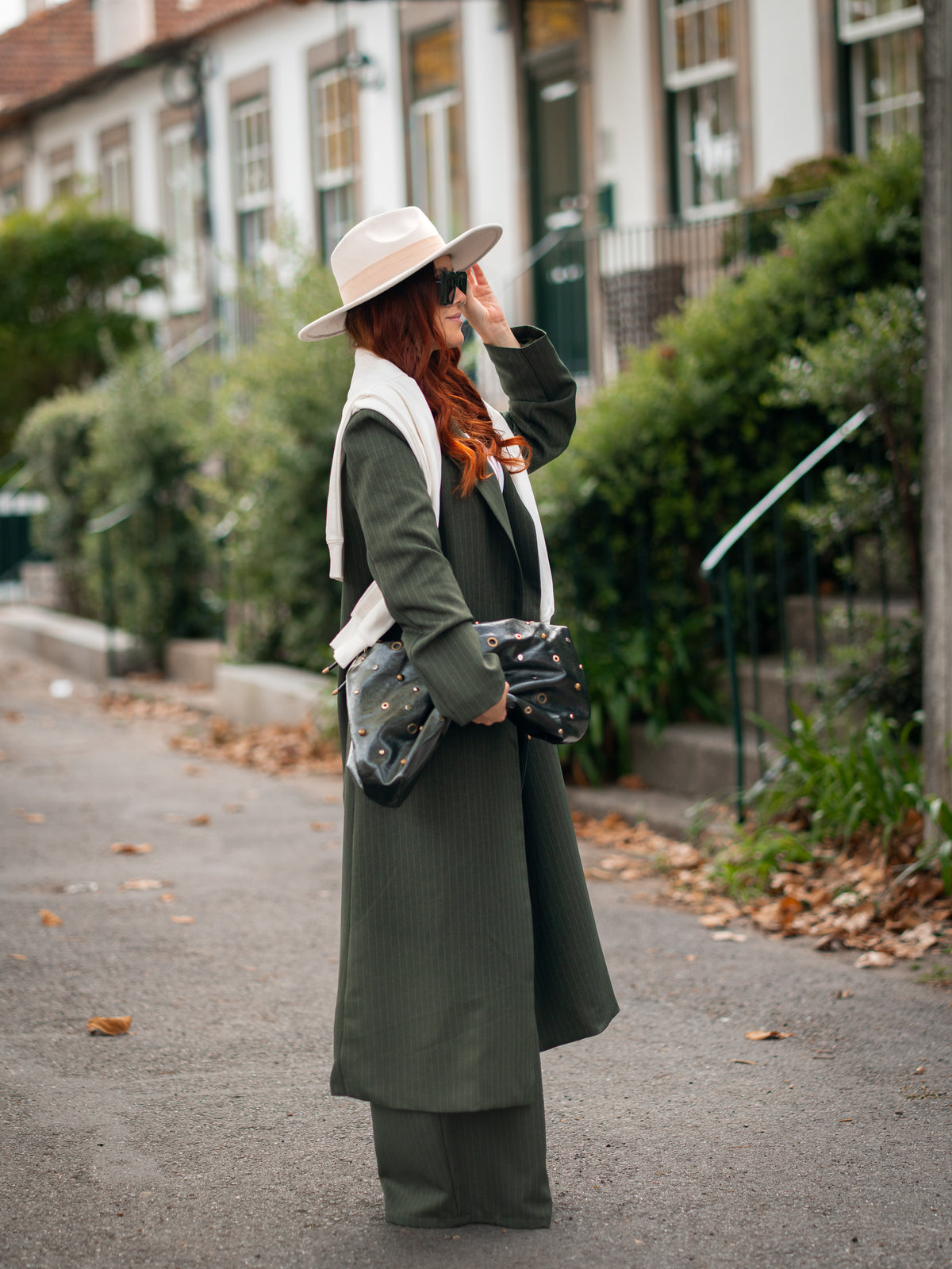 Maxi blazer con raya diplomática