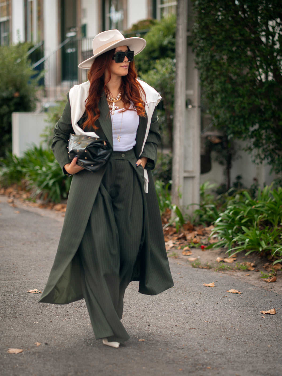 Maxi blazer con raya diplomática