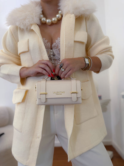 Cardigan com gola de pêlo removível