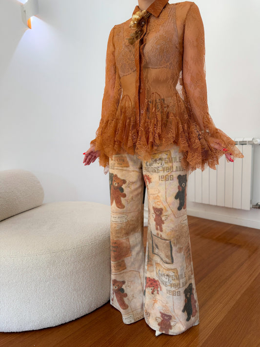 Pantalon large Azaka à imprimé oursons