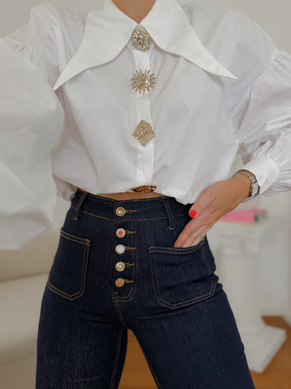 Jeans Sculpt de Cintura Subida com Cinta Compressora Incluída e Botões