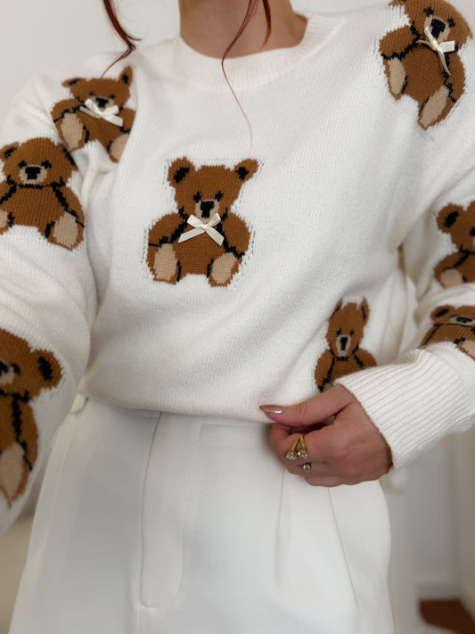 Pull en maille avec petits ours et nœuds