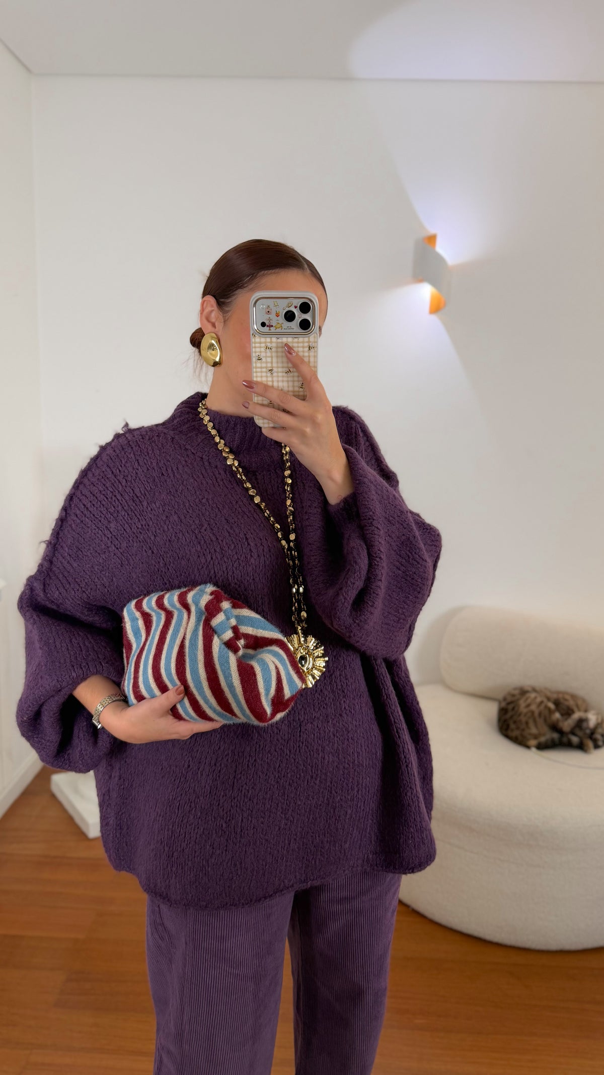 Camisola de malha com meia gola