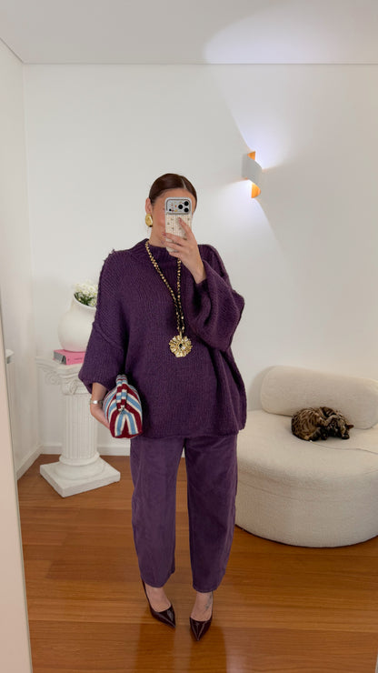 Camisola de malha com meia gola