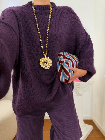 Camisola de malha com meia gola