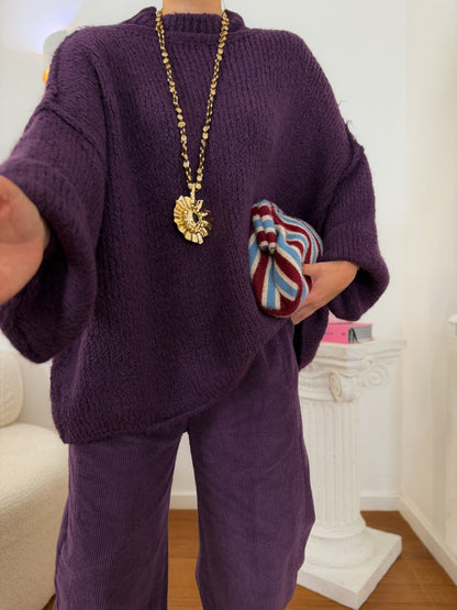 Camisola de malha com meia gola
