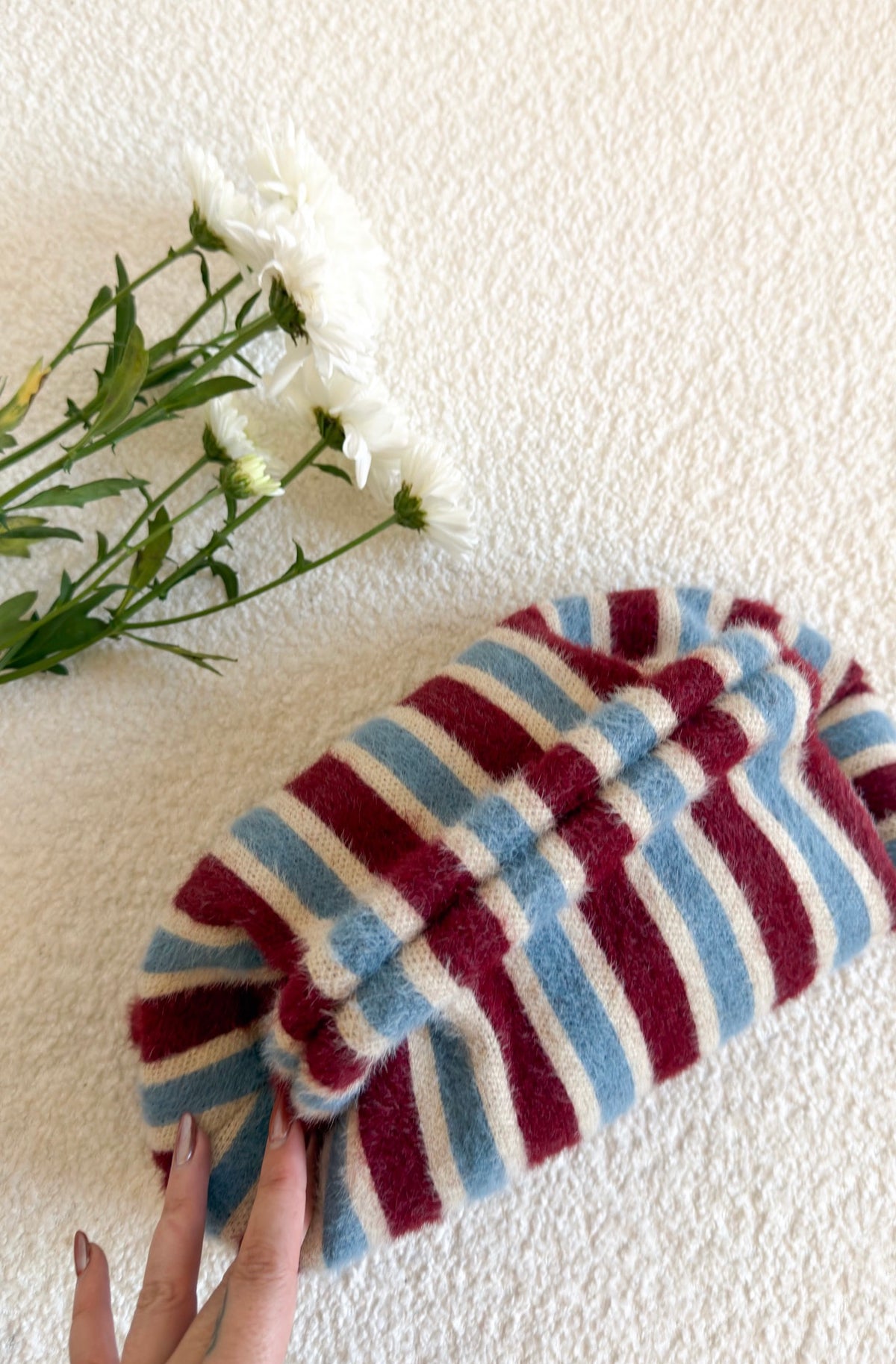 Clutch de malha às riscas