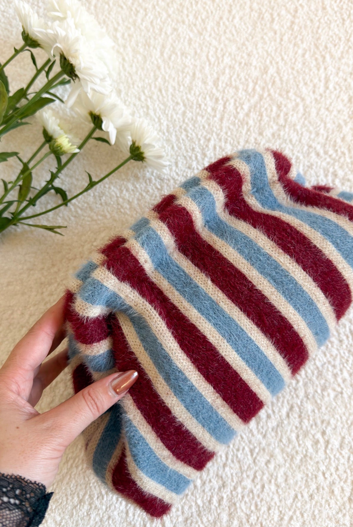 Clutch de malha às riscas